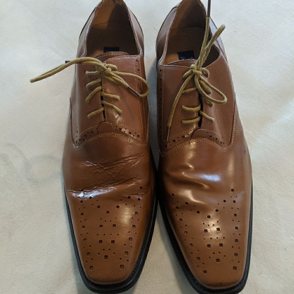 Versa cognac brown leather dress shoes Oxford 9.5